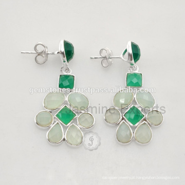 Beautiful Green Onyx Gemstone King And Queen Engagement Earring para atacado